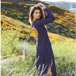 Backless boho polka dot midi dress